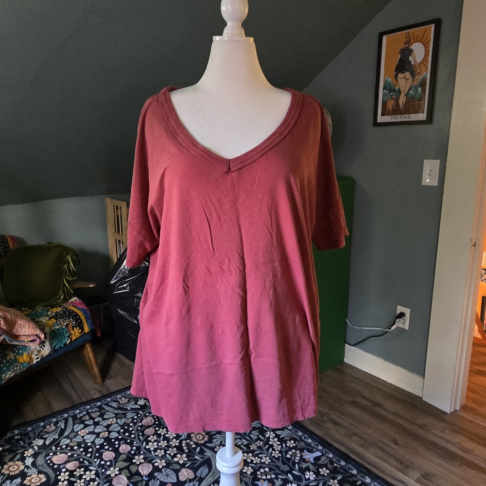 Aerie Oversized V-Neck Short Sleeve Top